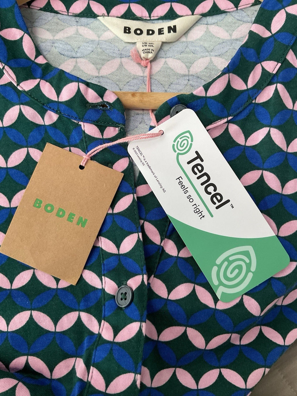 Boden Julia Jersey Shirt Dress DO778 Blue Pink Stripe Uk14 Bnwt3