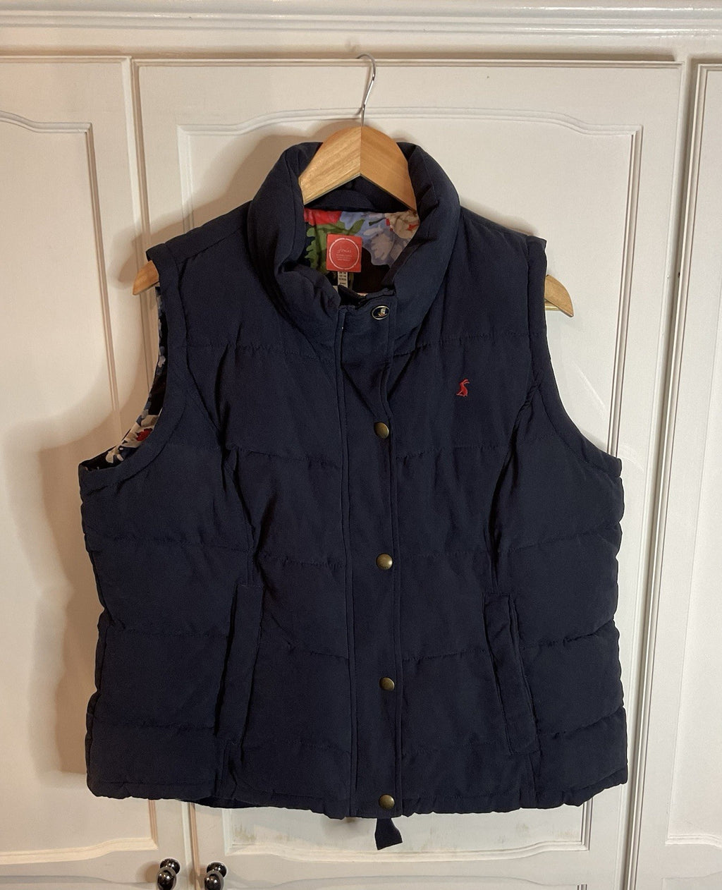 Joules Higham Women's Padded Gilet Marine Navy Floral Lining Uk18 Bnwt0