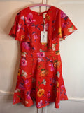 Ted Baker Mira Brt Orange Rhubarb Mini Dress Size UK 8 Bnwt Rrp £1590