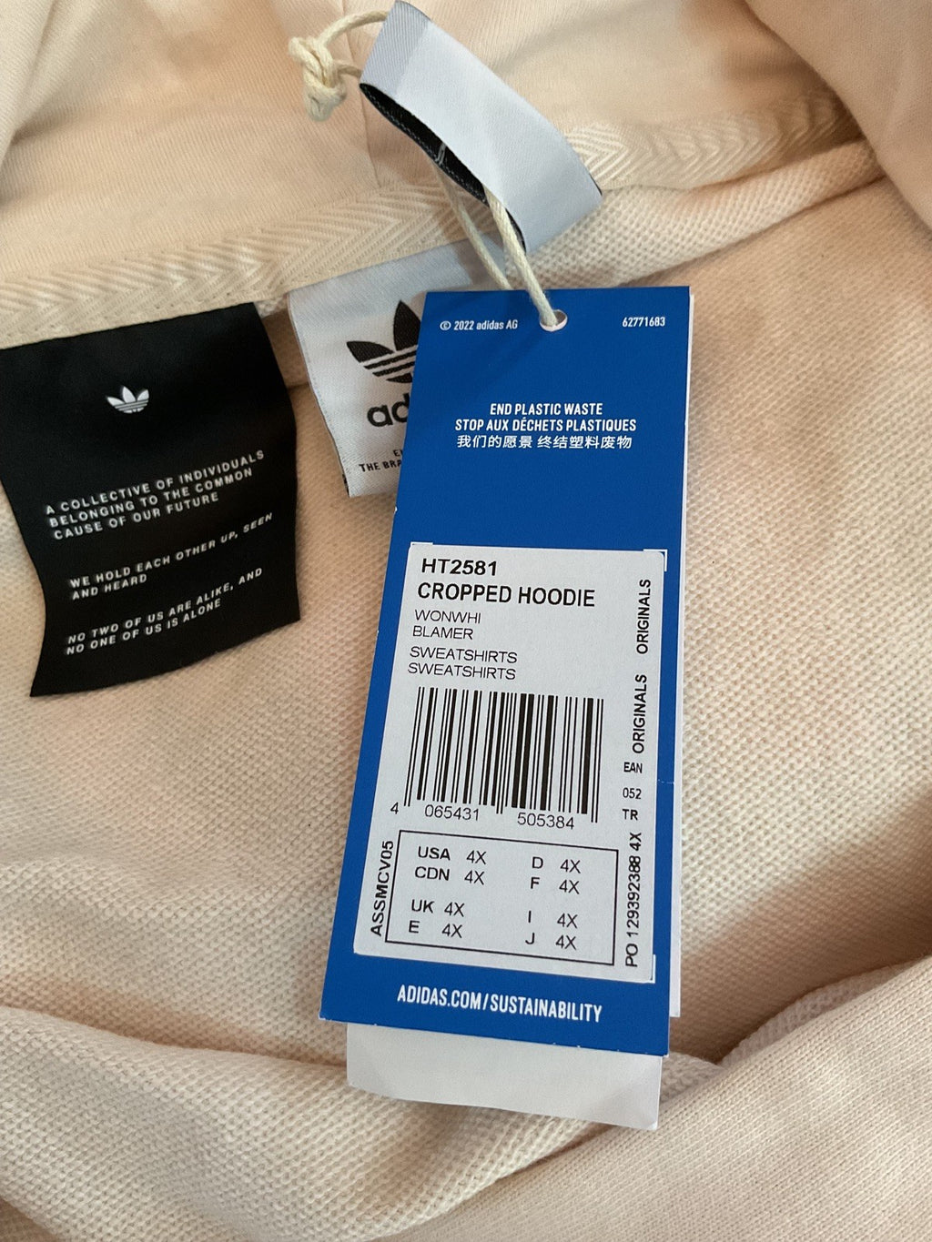 Womens Adidas Cropped Hoodie Inspired by Taqwa Bintali Size 4XL Bnwt7