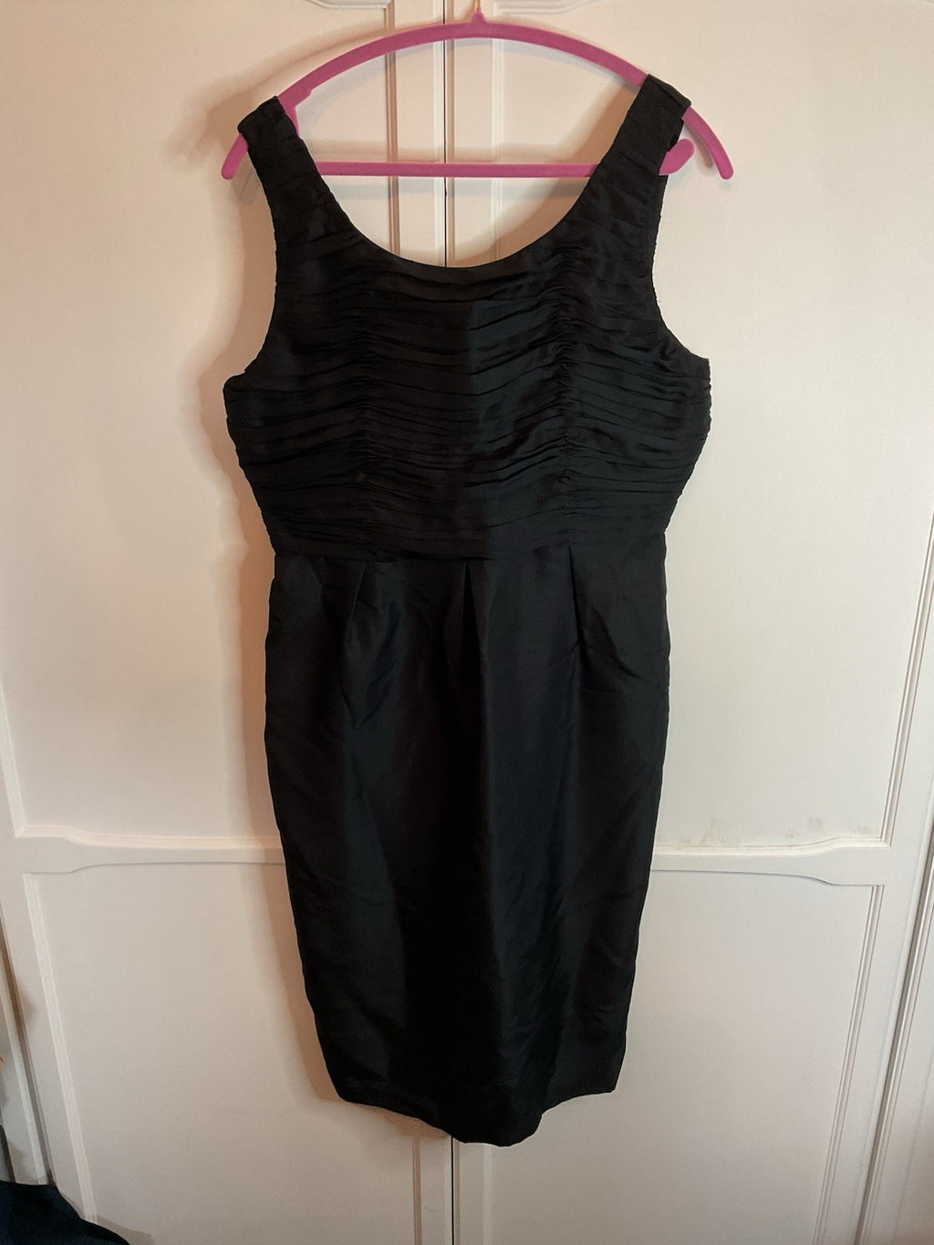 L.K. Bennett Women's Black Dress, Shell 100% Silk Pre-love Uk 14 Sindy Ruched0