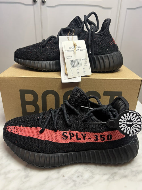 Adidas Yeezy Boost 350 V2 Core Black Red Stripe BY9612 Uk 4.5 Bnib Authentic0