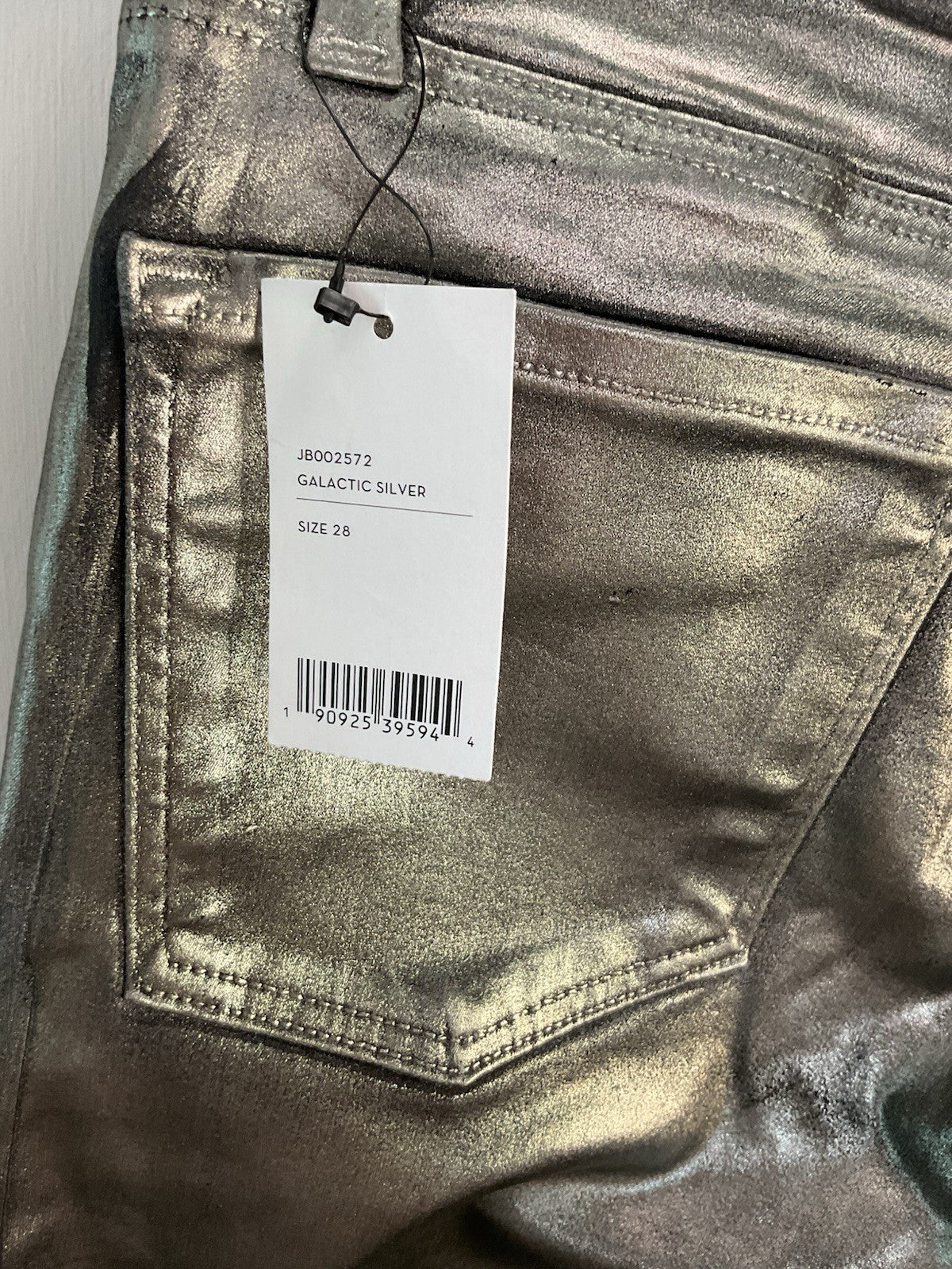 J Brand Mid Rise Crop Boot Galactic Silver Womens Selena Jeans Size 28” RRP £2202