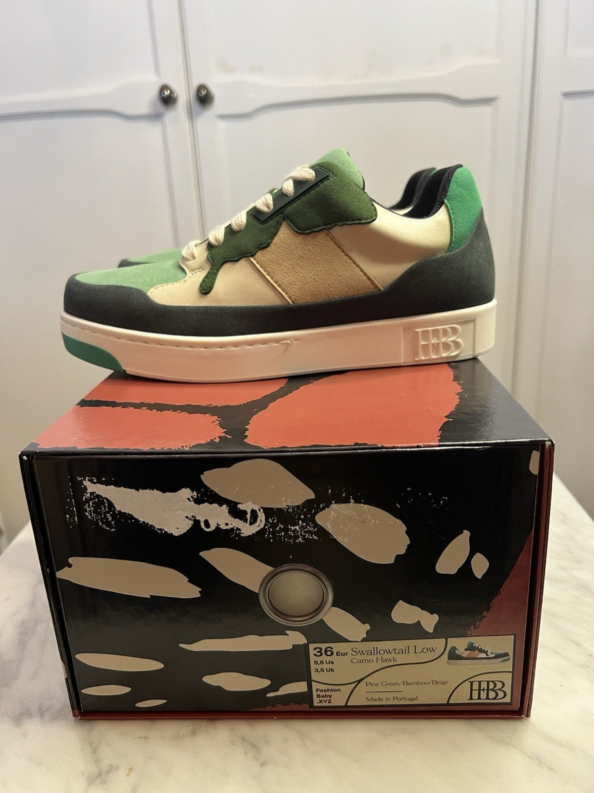 Fashion Baby Swallowtail Low Camp Hawk Pine Green/Bamboo/Beige Uk 3.5 Bnib New0