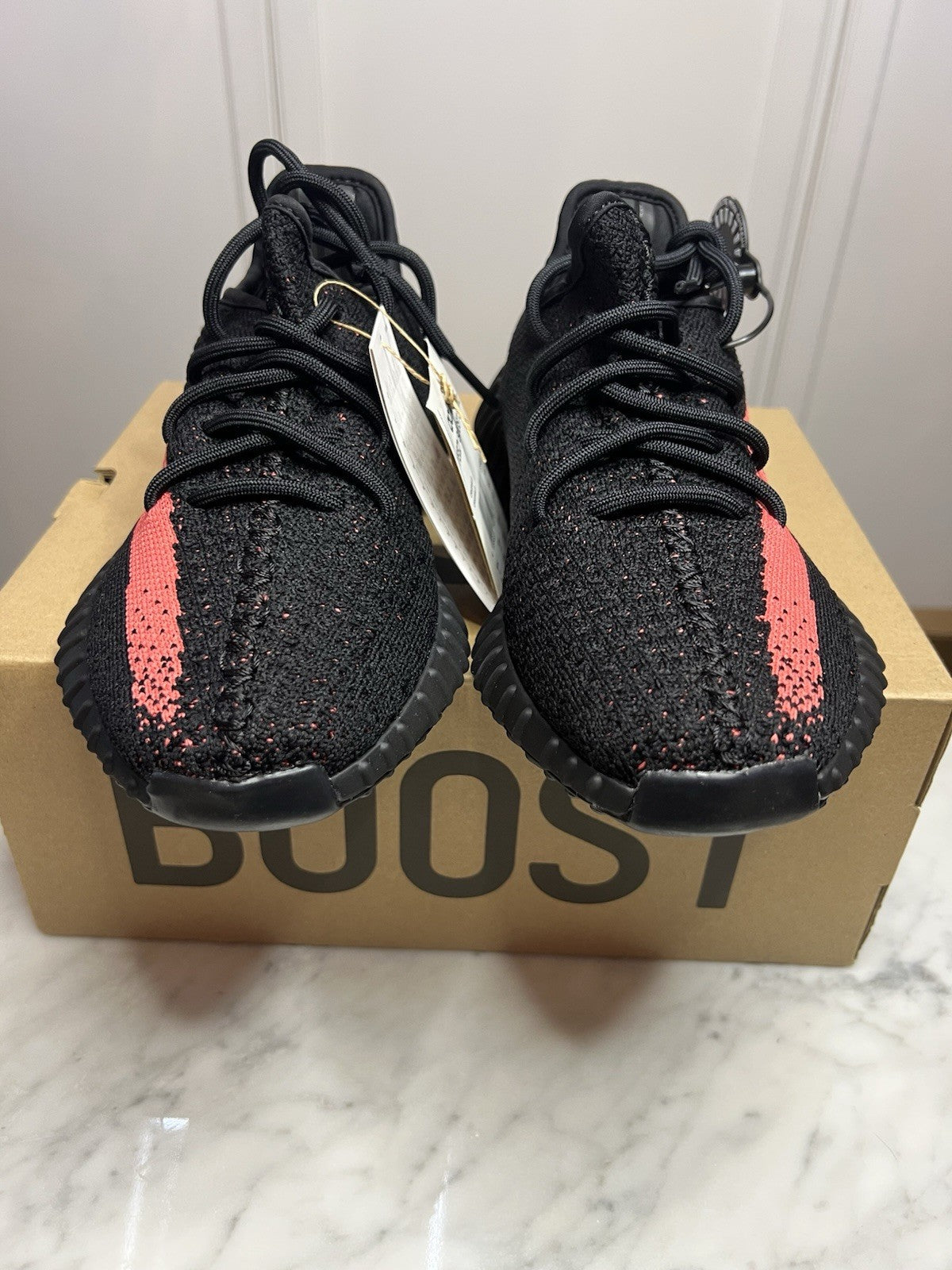 Adidas Yeezy Boost 350 V2 Core Black Red Stripe BY9612 Uk 4.5 Bnib Authentic1