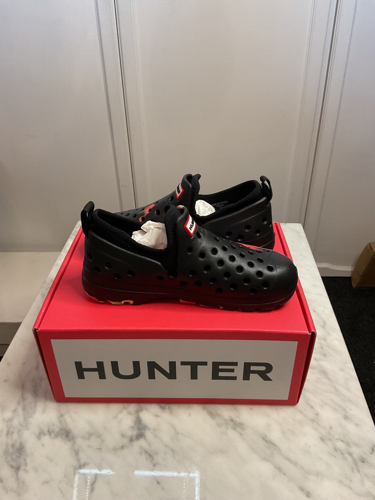 Hunter Kids Water Shoes Marble Effect, Size UK11, Removable Lining Socks New7