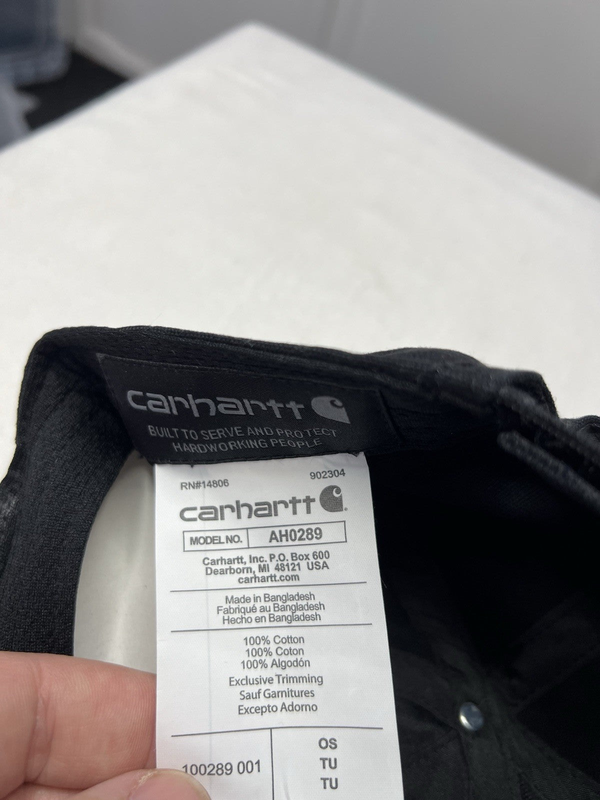 Carhartt Black Canvas Unisex One Size Adjustable Cap Bnwt7