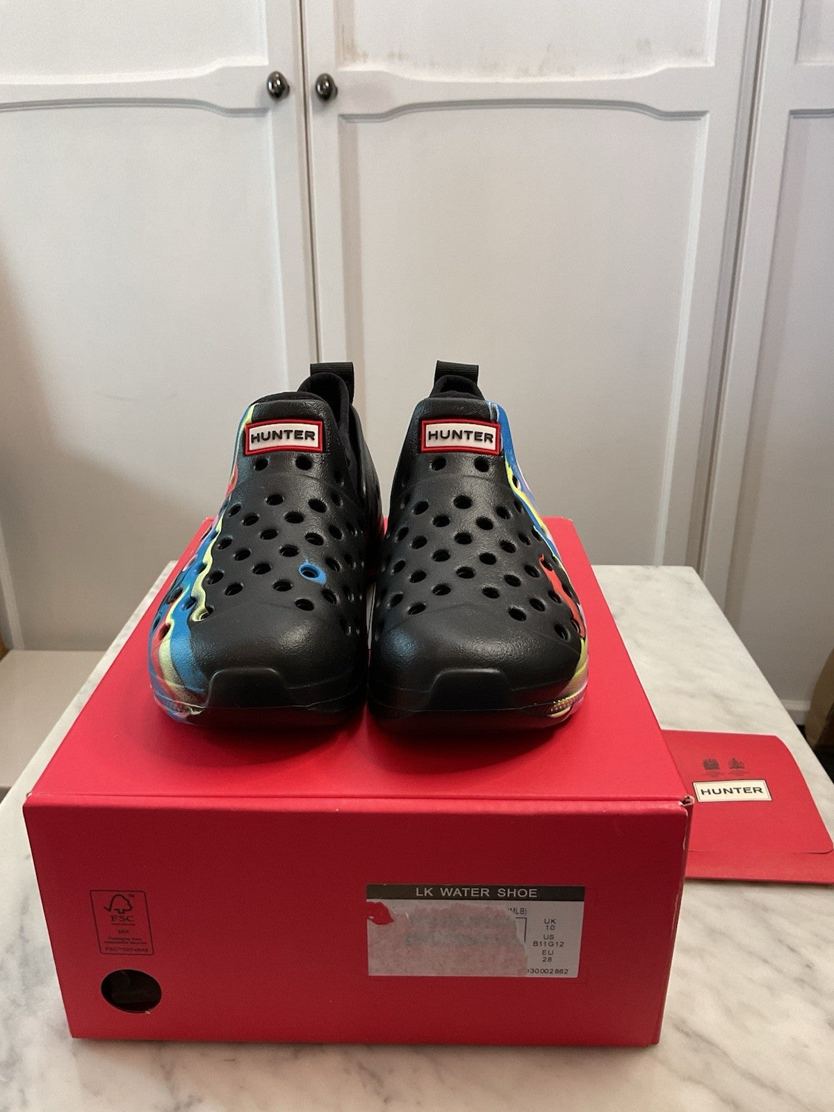Hunter Kids Water Shoes Marble Effect, Size UK10, Removable Lining Socks New6