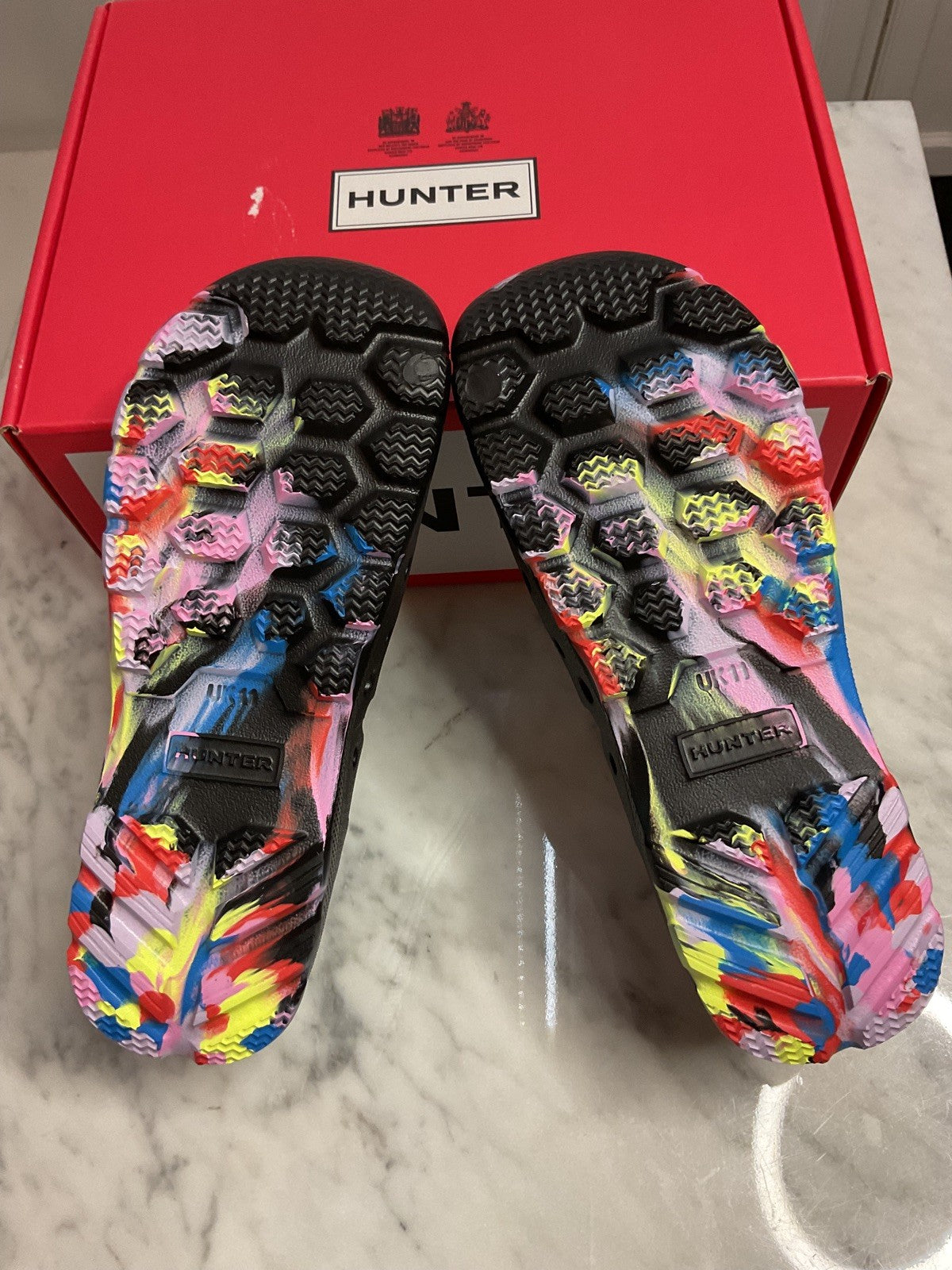 Hunter Kids Water Shoes Marble Effect, Size UK11, Removable Lining Socks New2