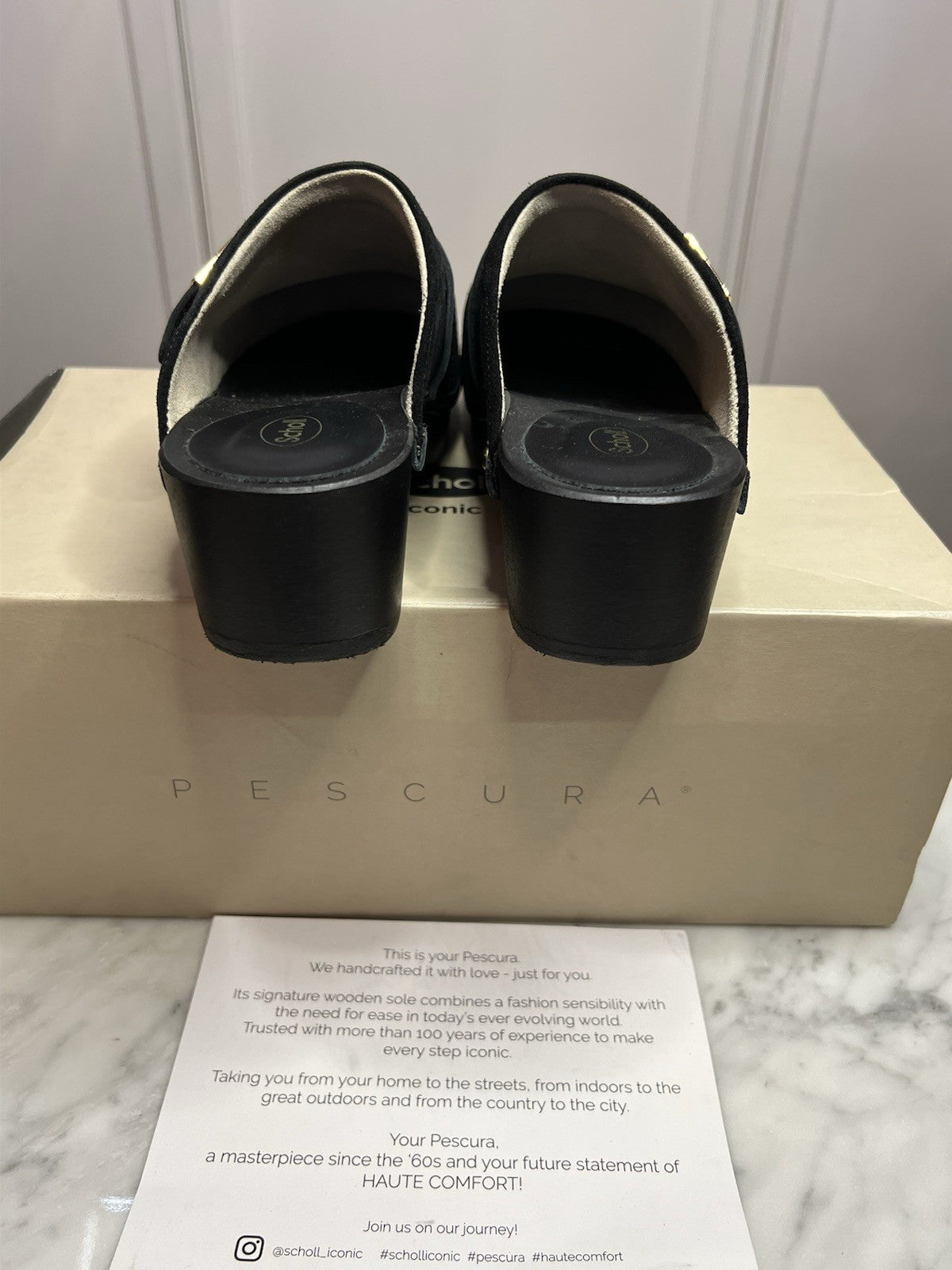 Scholl Pescura Clog 50 Black Uk 3.5 Eu 36 Brand New In Box3