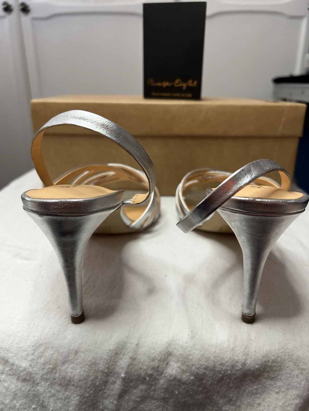 Phase Eight Women's Silver Sling Back Sandals Uk 7 Brand New In A Box.3