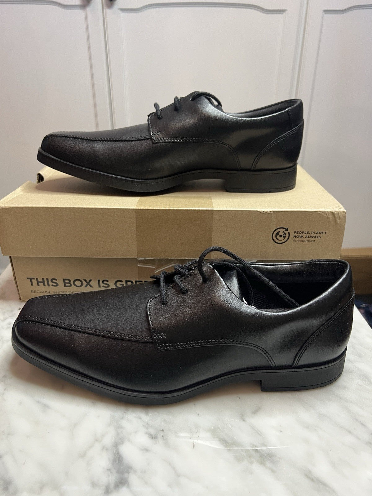 Clarks Men’s Scala Step Black Leather Shoes Size Uk 5F Bnib In Box0