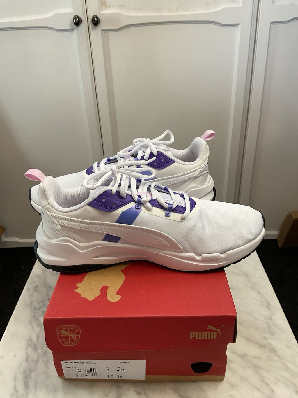 PUMA Stride WNS Monarch Women's Running Trainers  Uk 7 White-black-team Violet1