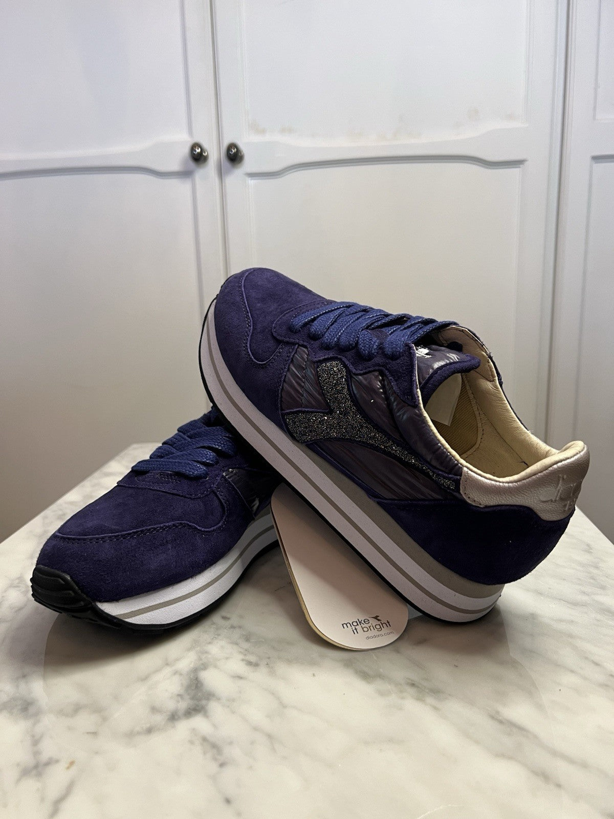Diadora Heritage Camaro Violet Swarovski Cyrstal Trainers Uk 4 Bnib RRP £230 New10