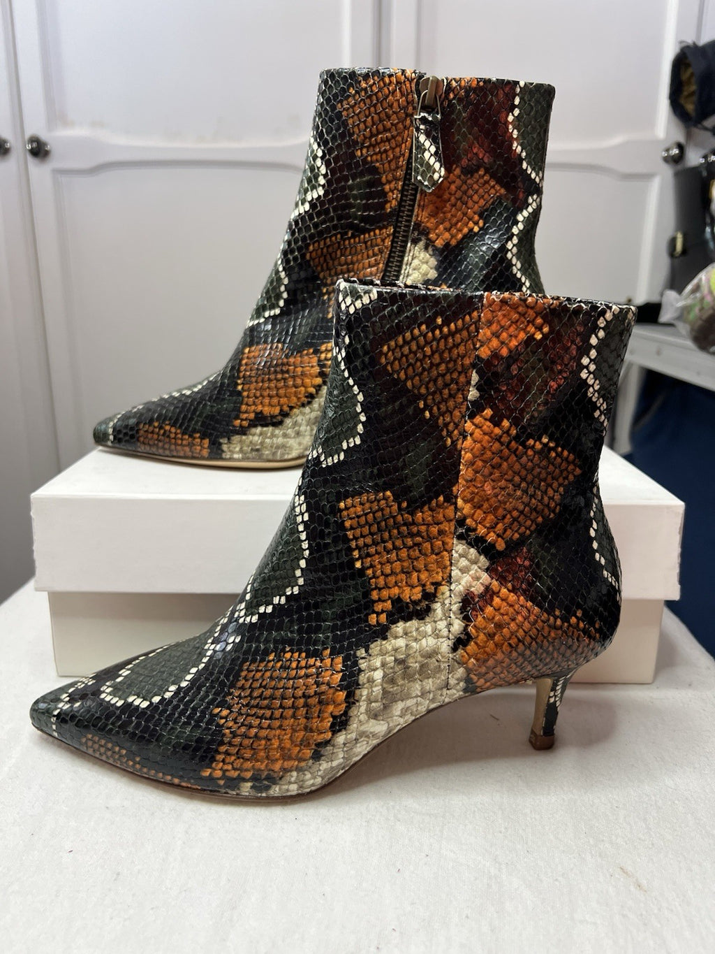 LK Bennett Multi Textured Snakeskin Heel Warwick Ankle Boots uk 3 rrp £295 bnib 0