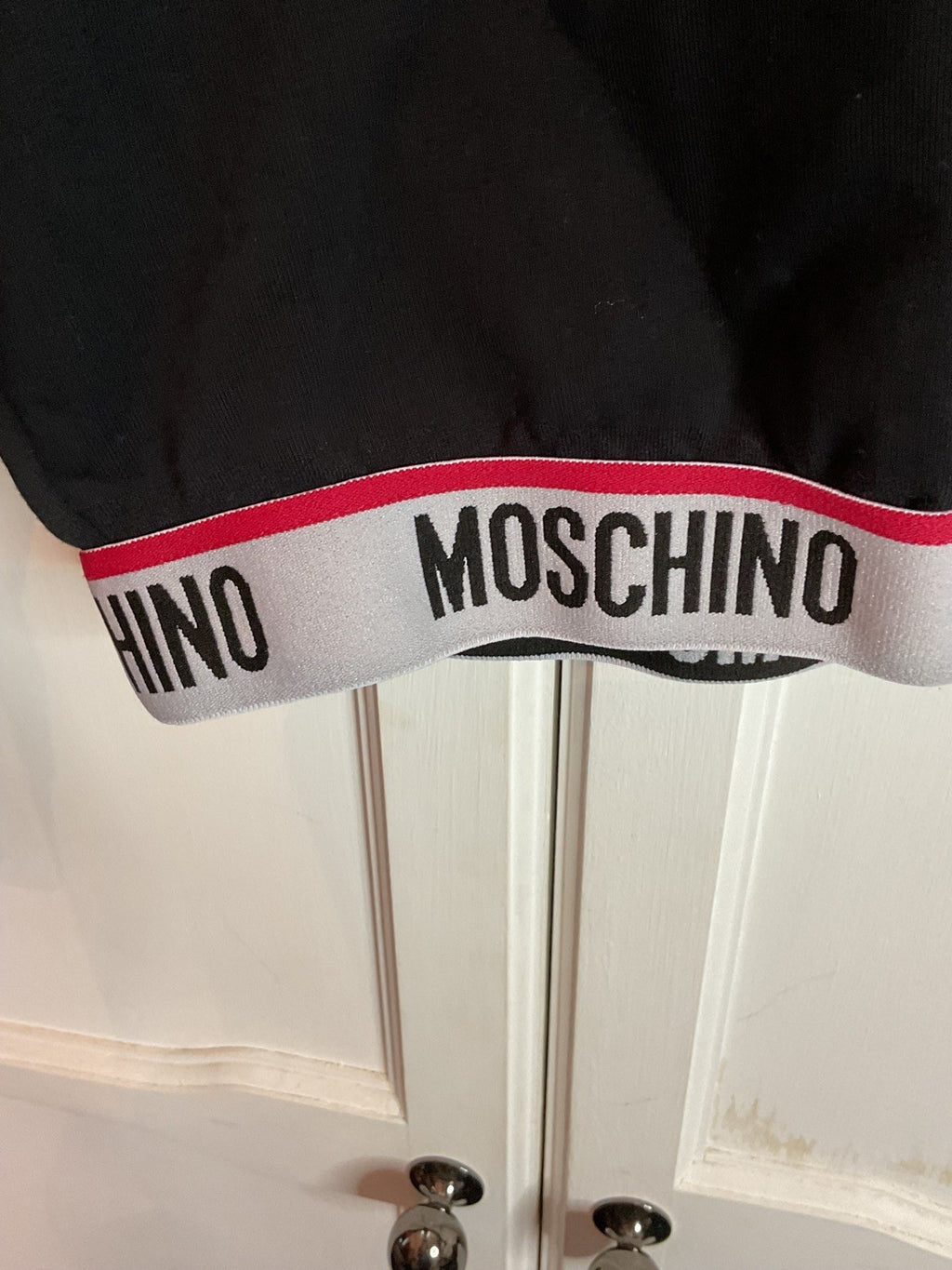 MOSCHINO Sweatshirt Womens Logo Tape Crew Neck Long Sleeve Black Size XS5