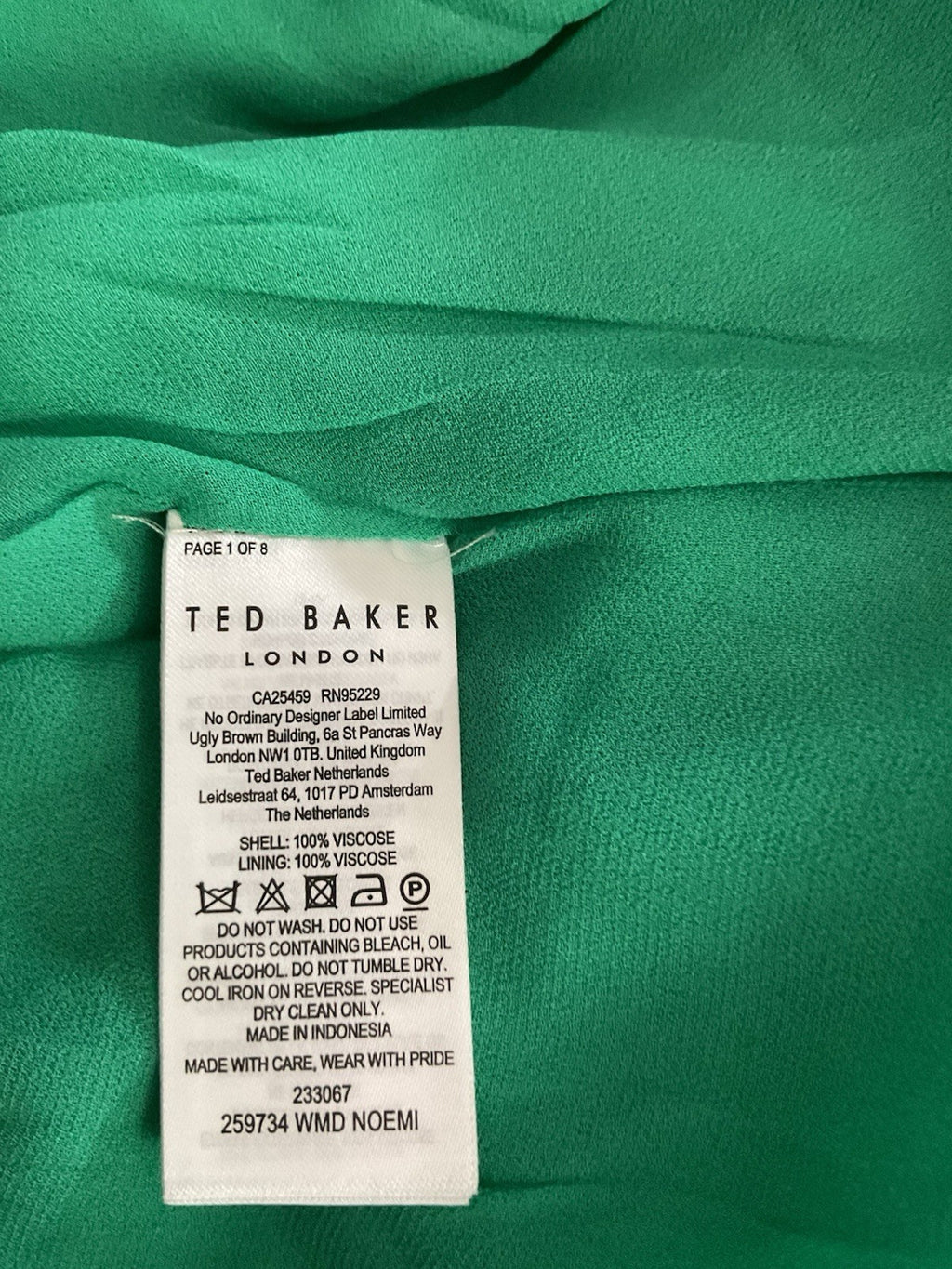 Ted Baker Women's Noemi V-Neck Bias Cut Midi Dress Green Size 1 Bnwt Rrp £2257