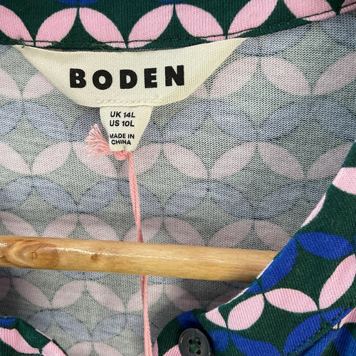 Boden Julia Jersey Shirt Dress DO778 Blue Pink Stripe Uk14 Bnwt1