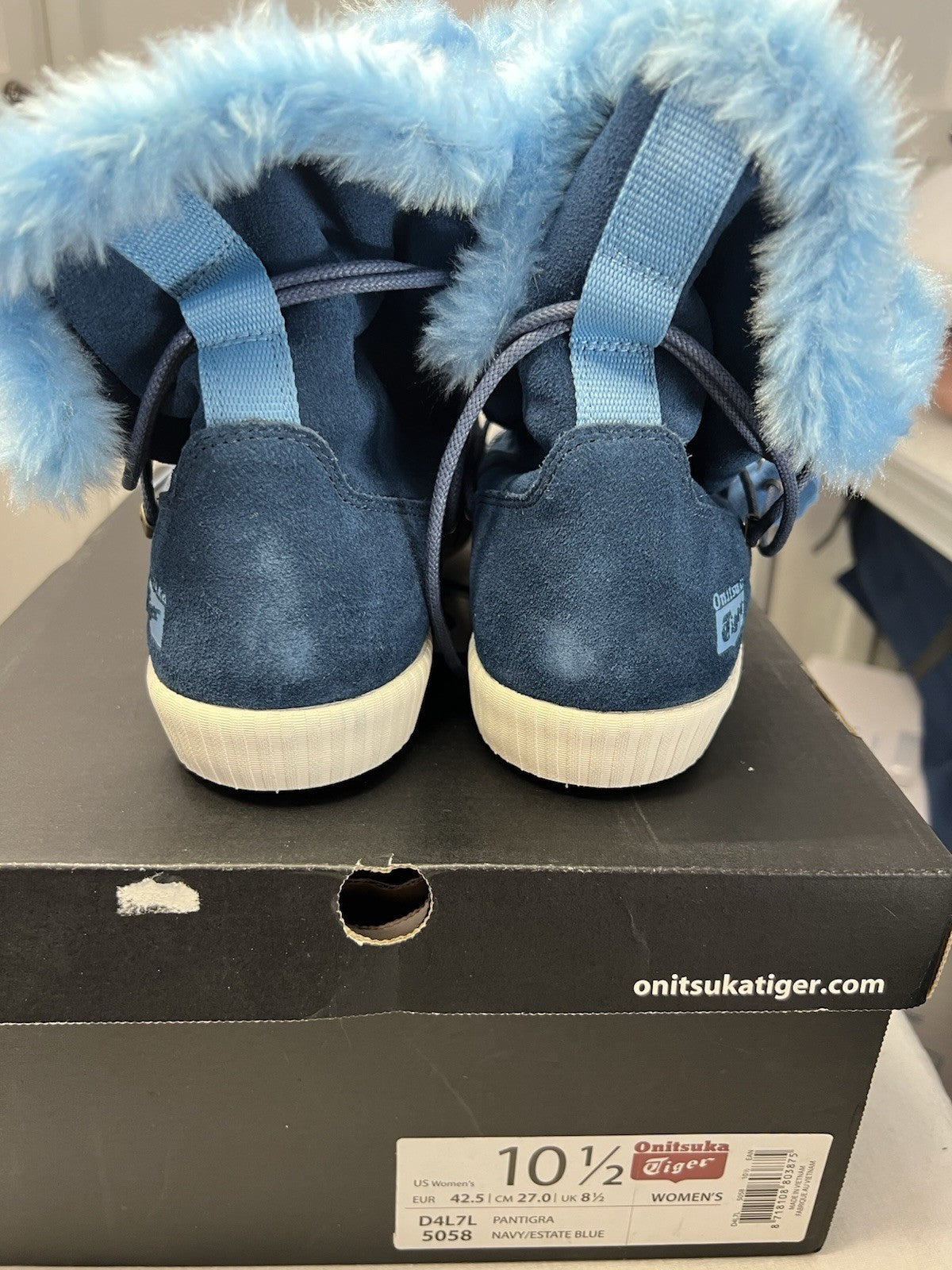 Onitsuka Tiger Low Boots Pantigra estate blue UK 10 faux fur3