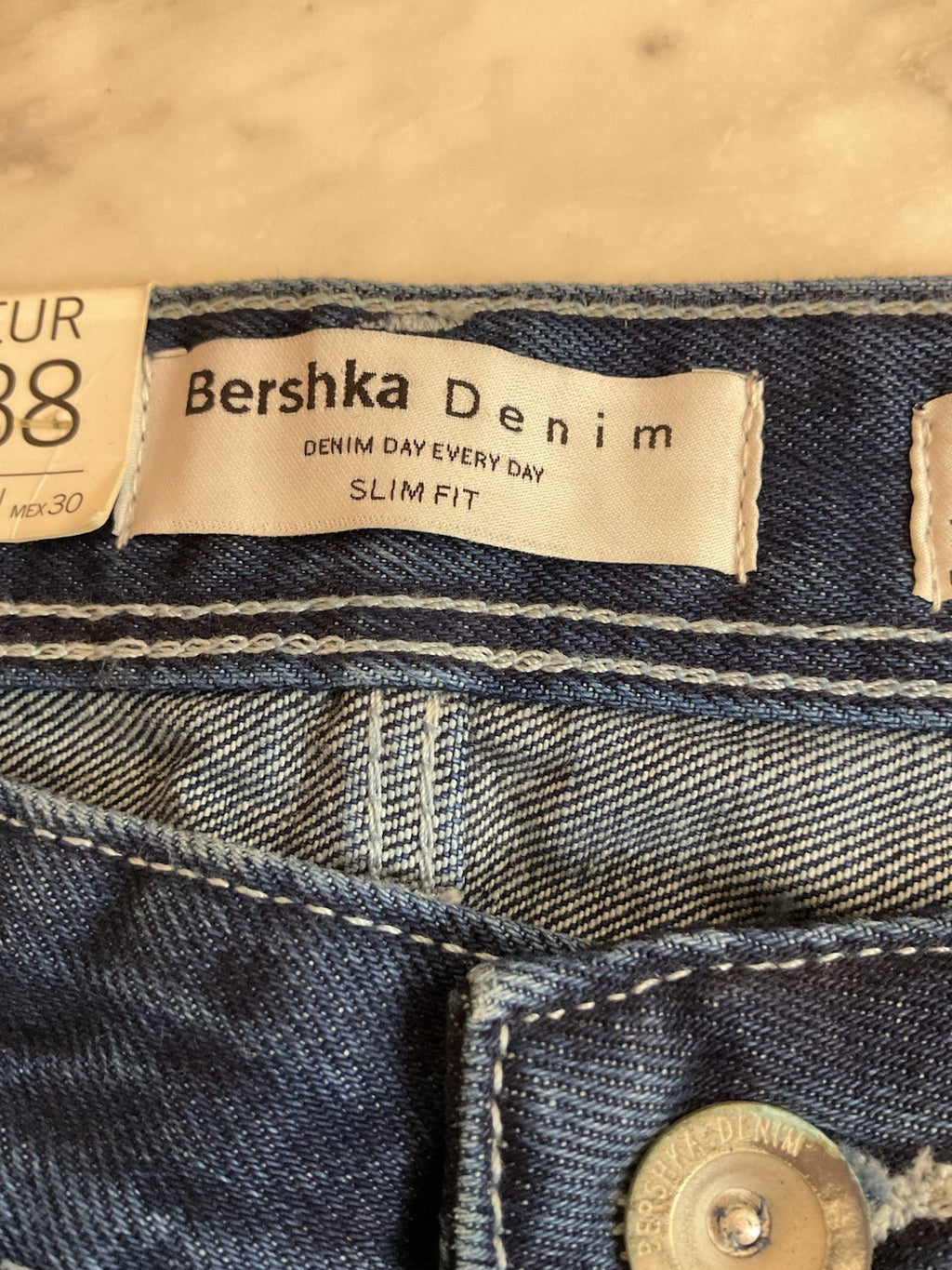 Bershka Men's Denim Jeans Cropped Slim Fit Uk 30 Eu 38 5296/211/461 Blue Bnwt3