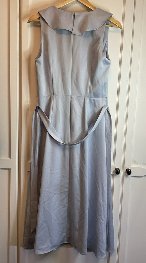 ADRIANNA PAPELL Women's Ruffled Faux-Wrap Midi Dress 8 Opal Surplice V-neckline1
