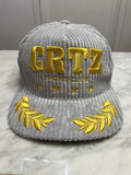 Corteiz Men's Soho Yacht Club Baseball Cap Grey Corduroy Snap Back New Without T0