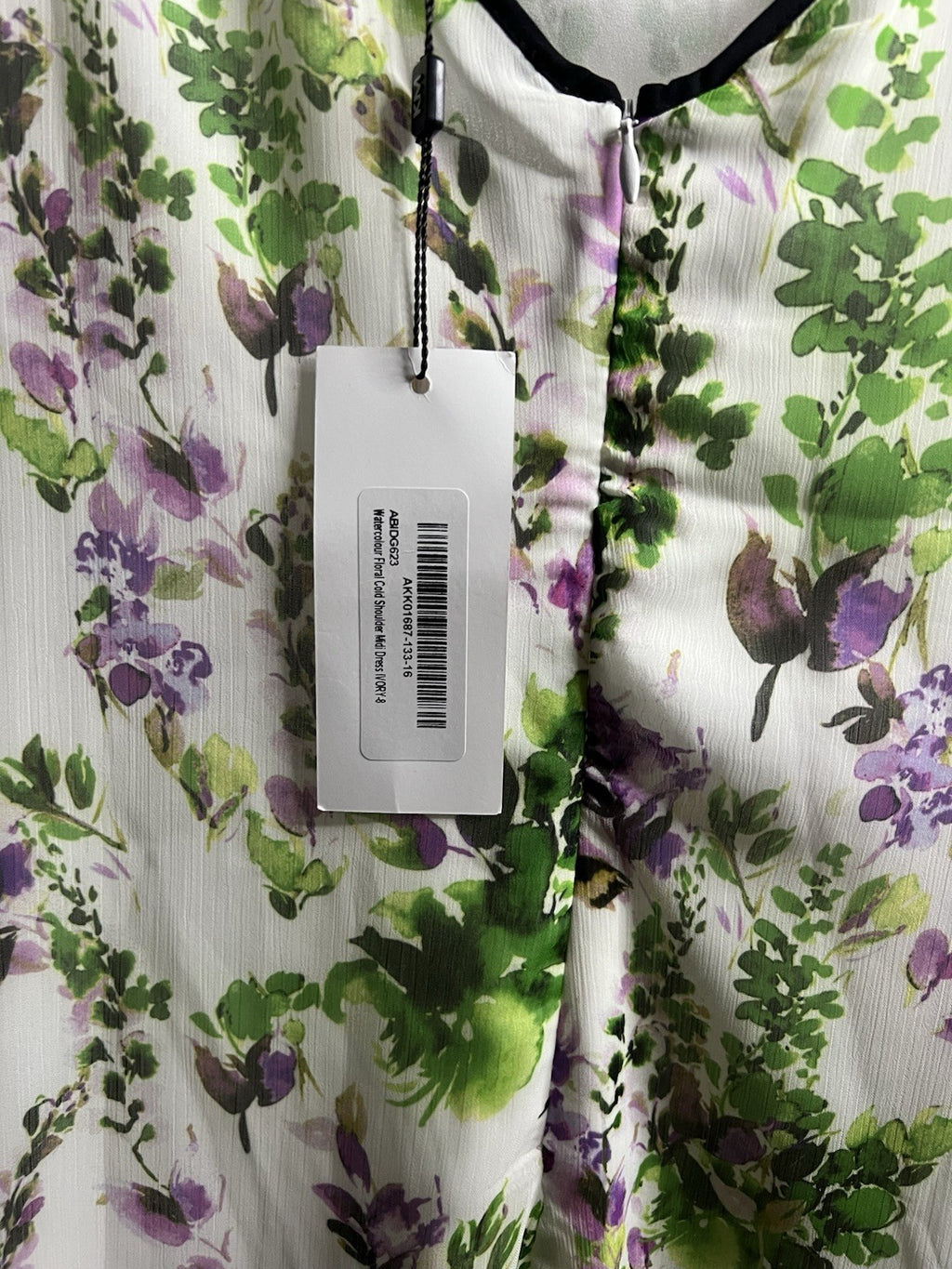 Karen Millen Watercolour Floral Cold Shoulder Midi Dress Size 8 Bnwt Rrp £149.002