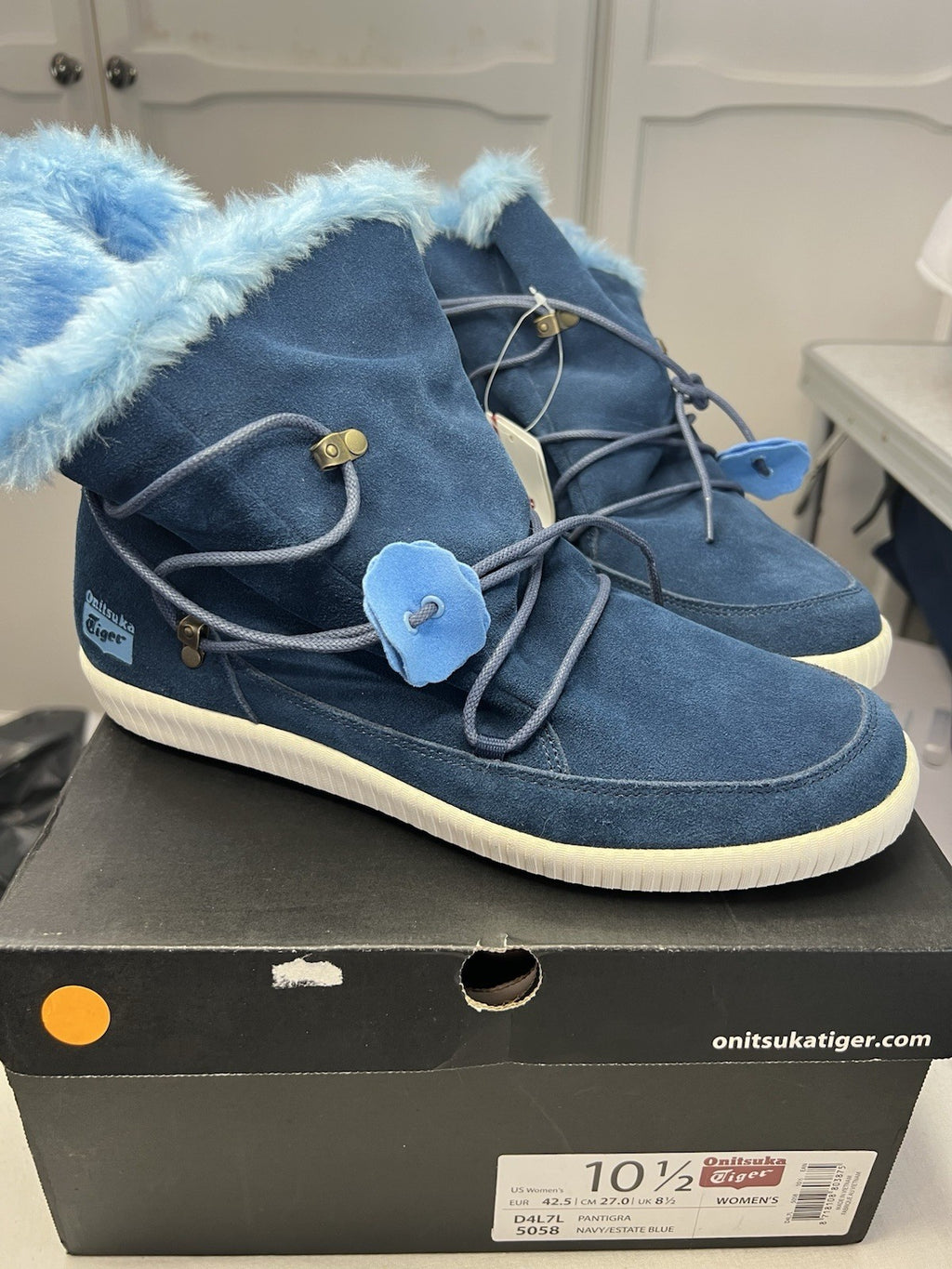 Onitsuka Tiger Low Boots Pantigra estate blue UK 10 faux fur0