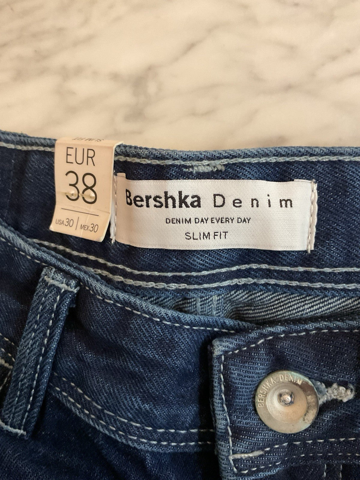 Bershka Men's Denim Jeans Cropped Slim Fit Uk 30 Eu 38 5296/211/461 Blue Bnwt6