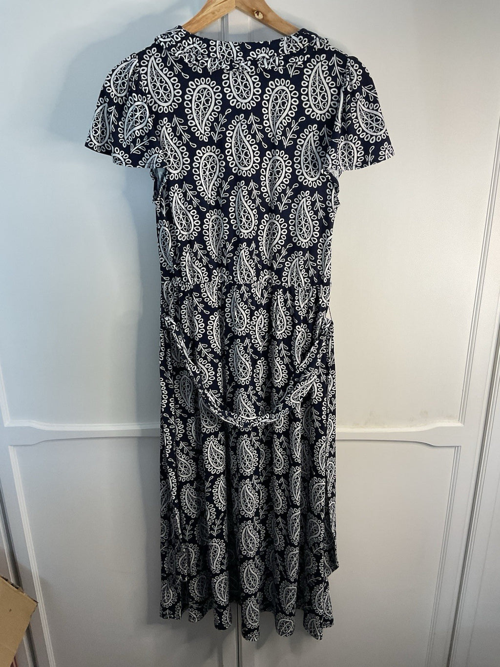 Boden Nicola Tea Dress Paisley Heart Size 10R Navy White Rrp £98.00 Bnwt1