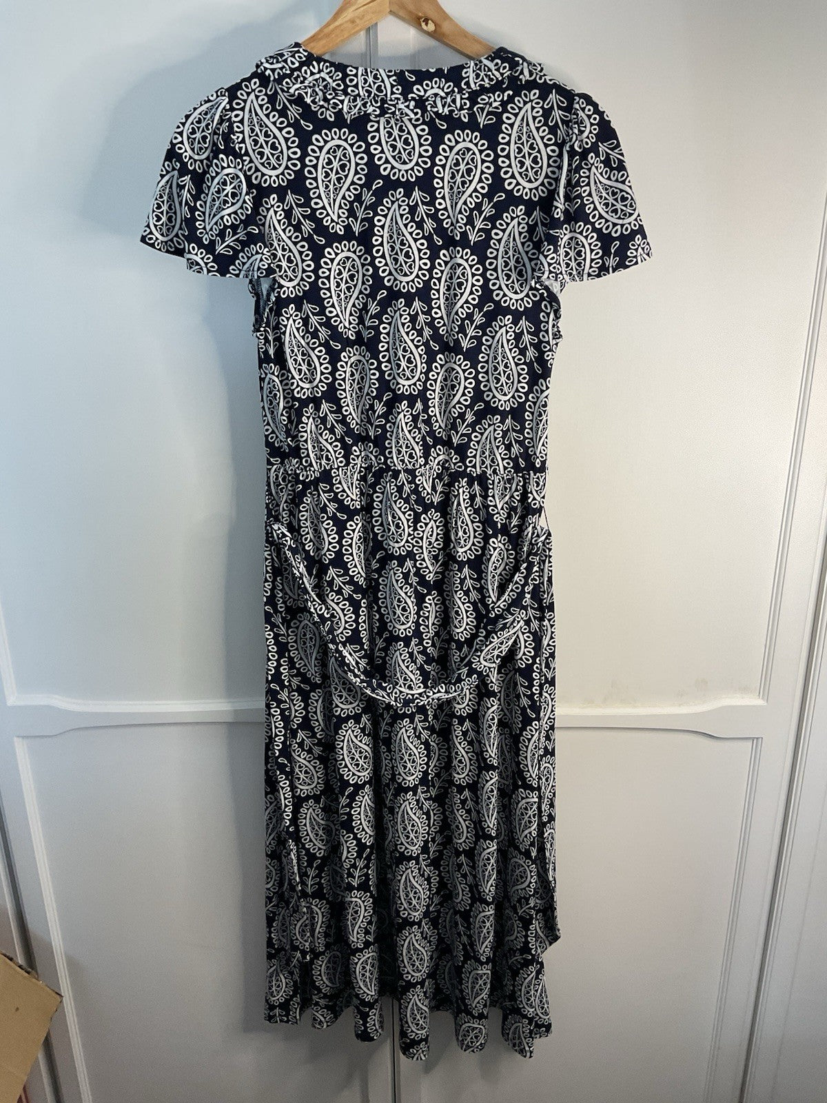 Boden Nicola Tea Dress Paisley Heart Size 10R Navy White Rrp £98.00 Bnwt1