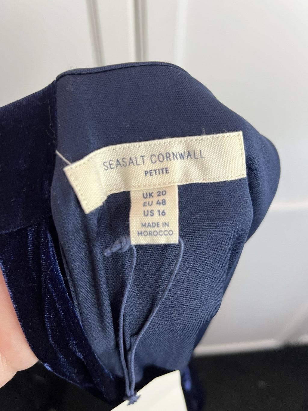 Seasalt Navy Ivy Trail Sleeveless Velvet Dress Size 20 Petite Rrp £85.954