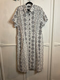 New M&S Collection Paisley Ivory Mix Cotton Shirt Midi Dress Size 24 Rrp £49.500
