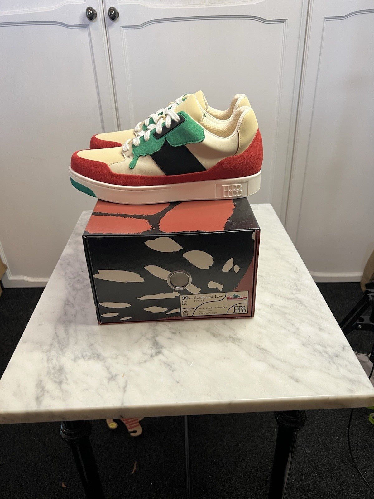Fashion Baby Swallowtail Low Peacock Poppy Red/ Sea Green/ Dessert Uk6 Bnib Rare0