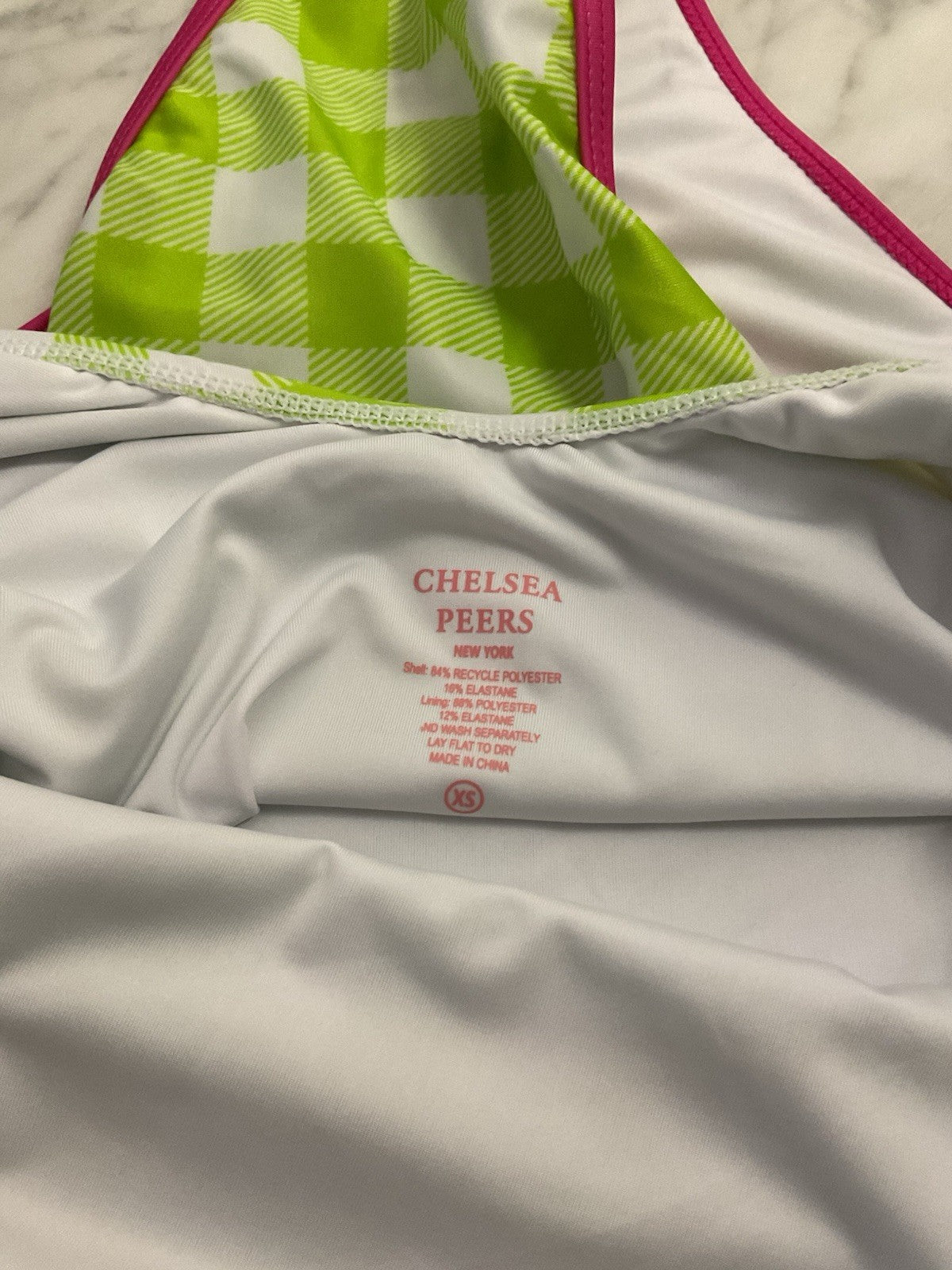 Chelsea Peers Women's Swimming Costume Lime Green / White Size Extra Small BNWT2