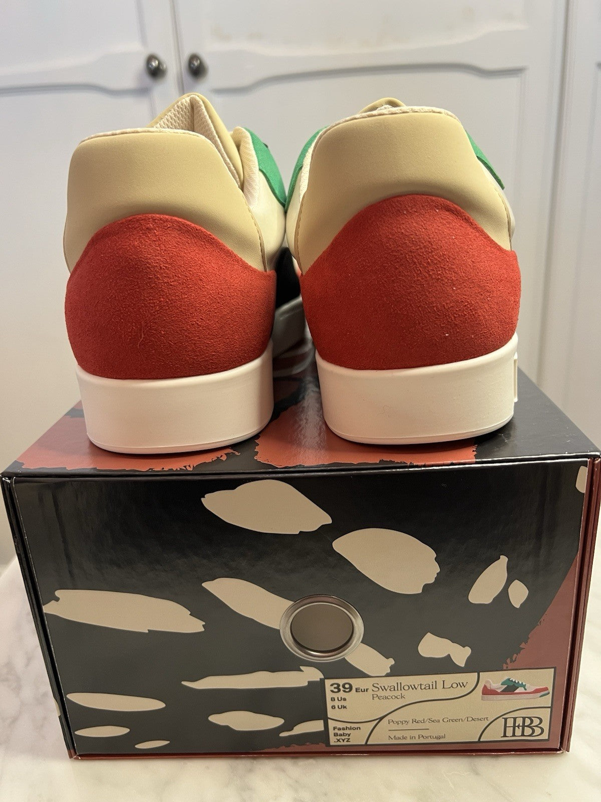 Fashion Baby Swallowtail Low Peacock Poppy Red/ Sea Green/ Dessert Uk6 Bnib Rare4