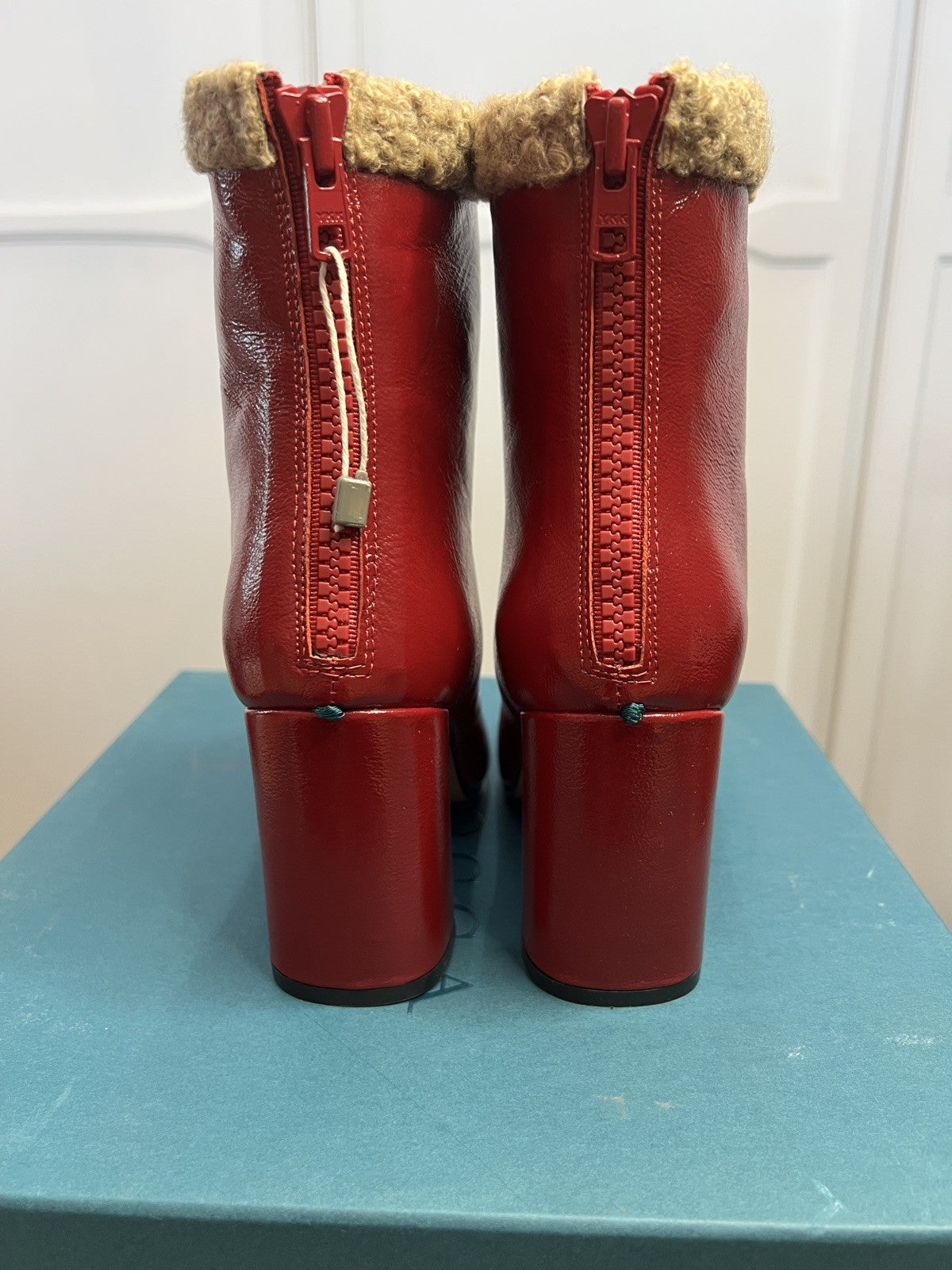 A.BOCCA Red Patent Leather Ankle Boots Shearling Lined – EU 37 UK 4- £550 Bnib 6