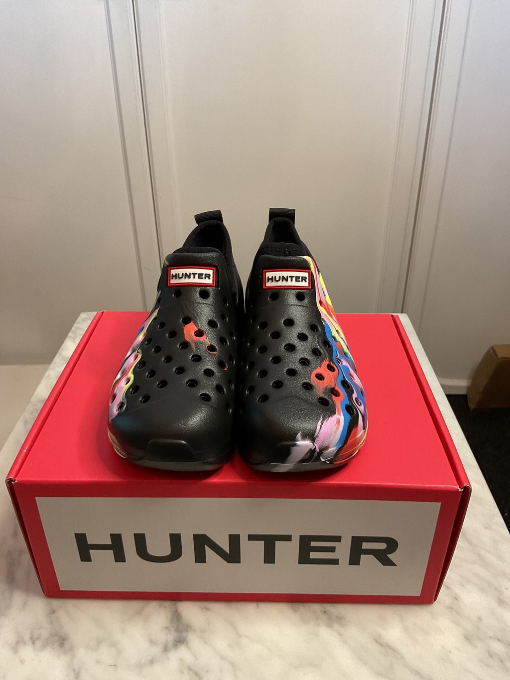 Hunter Kids Water Shoes Marble Effect, Size UK11, Removable Lining Socks New6