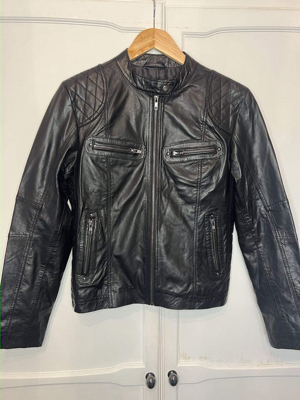 Pelle D’Annata very soft Italian leather biker style jacket uk10 rrp €299 Bnwt 0