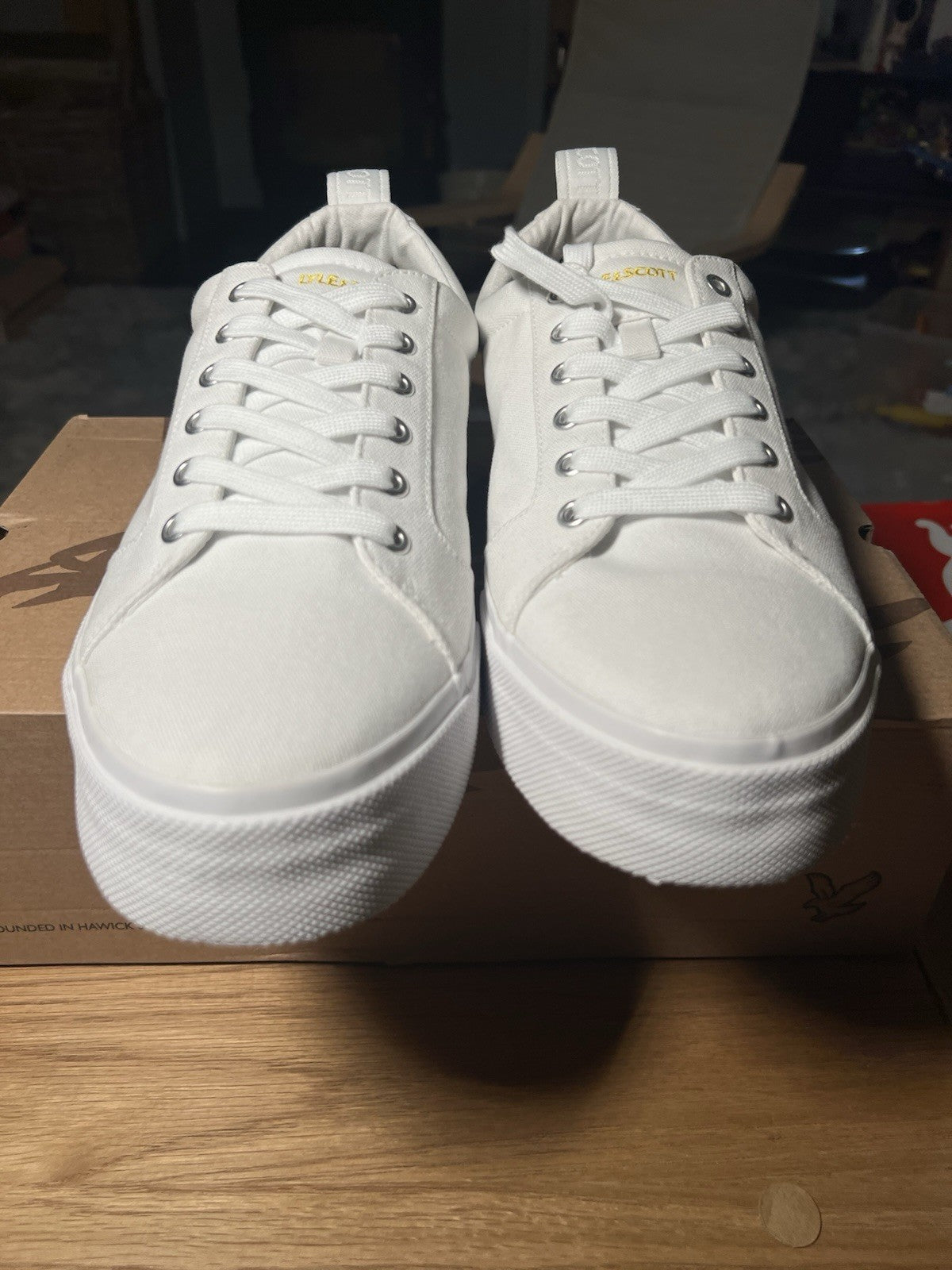 Lyle Scott Men's Aurea Sneakers White, Low Top, Lace-Up, UK 10/Eu 44/Us 11 Bnib2