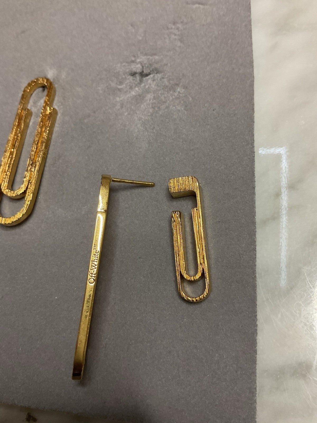 Off-White Double Paperclip Earrings Gold Tone, Brand New Never Been Worn, 100%5
