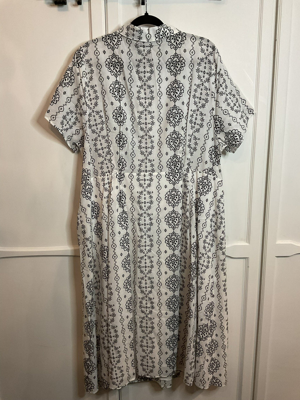 New M&S Collection Paisley Ivory Mix Cotton Shirt Midi Dress Size 24 Rrp £49.501