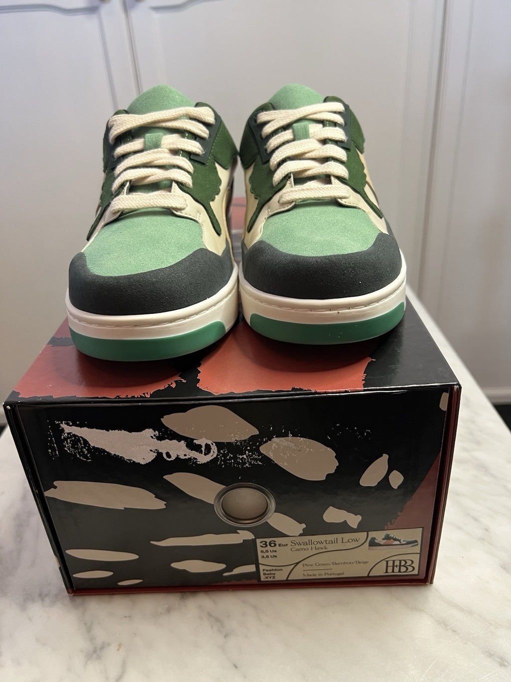 Fashion Baby Swallowtail Low Camp Hawk Pine Green/Bamboo/Beige Uk 3.5 Bnib New2