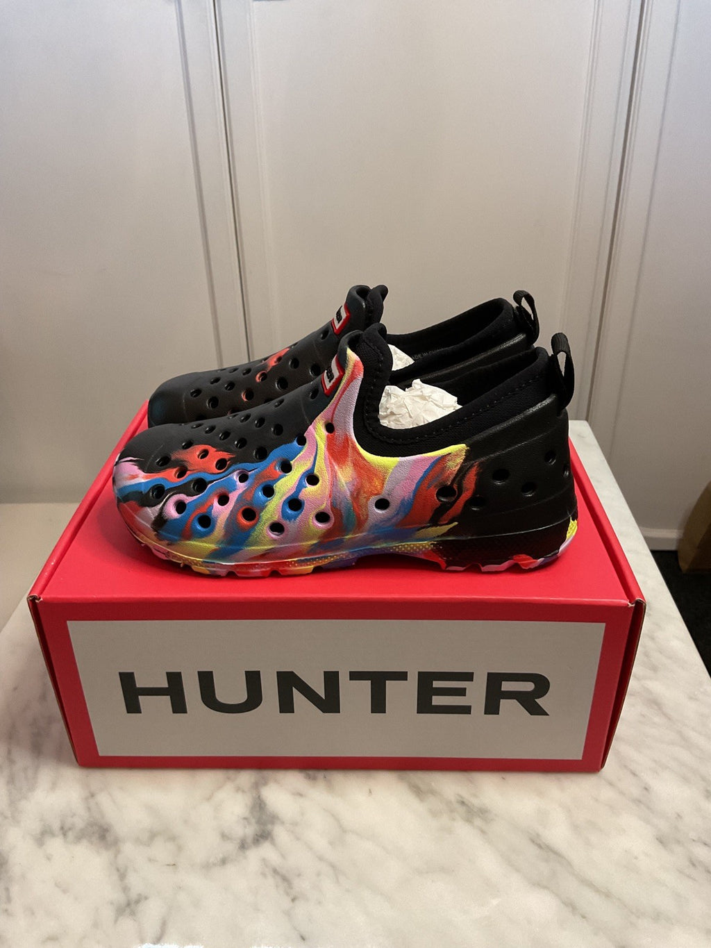 Hunter Kids Water Shoes Marble Effect, Size UK11, Removable Lining Socks New3