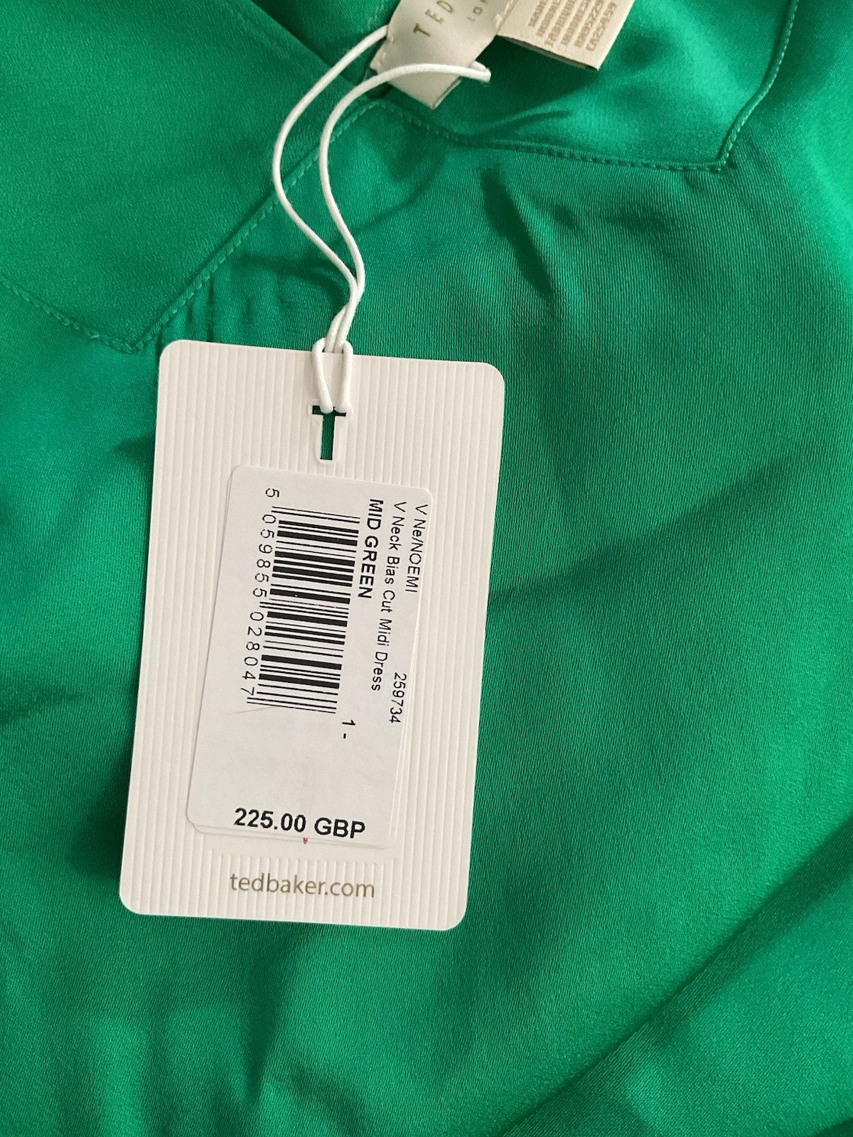 Ted Baker Women's Noemi V-Neck Bias Cut Midi Dress Green Size 1 Bnwt Rrp £2256