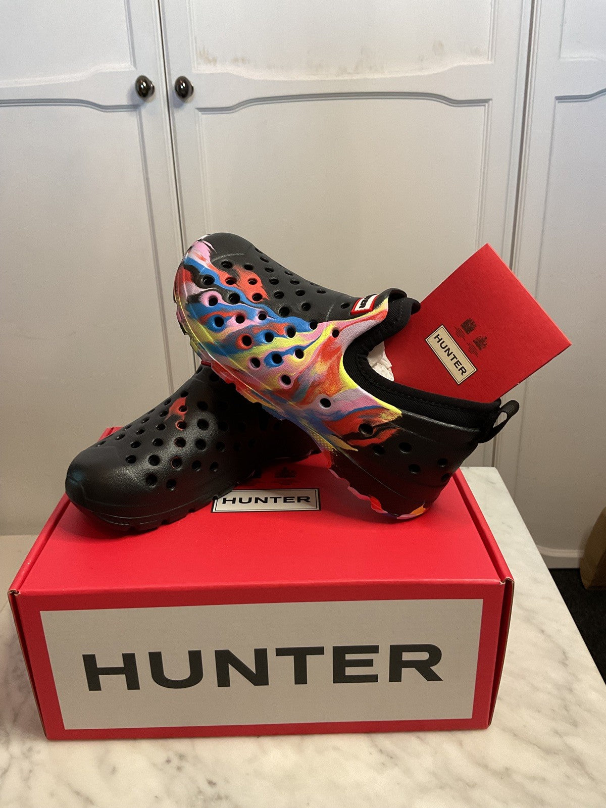 Hunter Kids Water Shoes Marble Effect, Size UK11, Removable Lining Socks New0