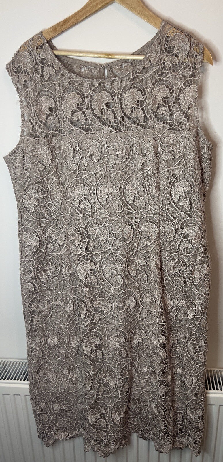 gina bacconi dress size 22 beige lace rrp £220 designer. Brand new with tags0