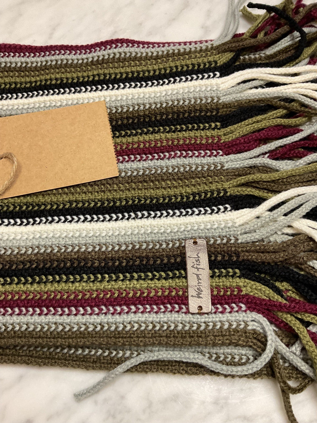 Men’s Weird Fish Striped Scarf Bnwt1
