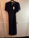 Rewritten London Florence Wrap Dress Ink Blue Size Small, Bnwt0