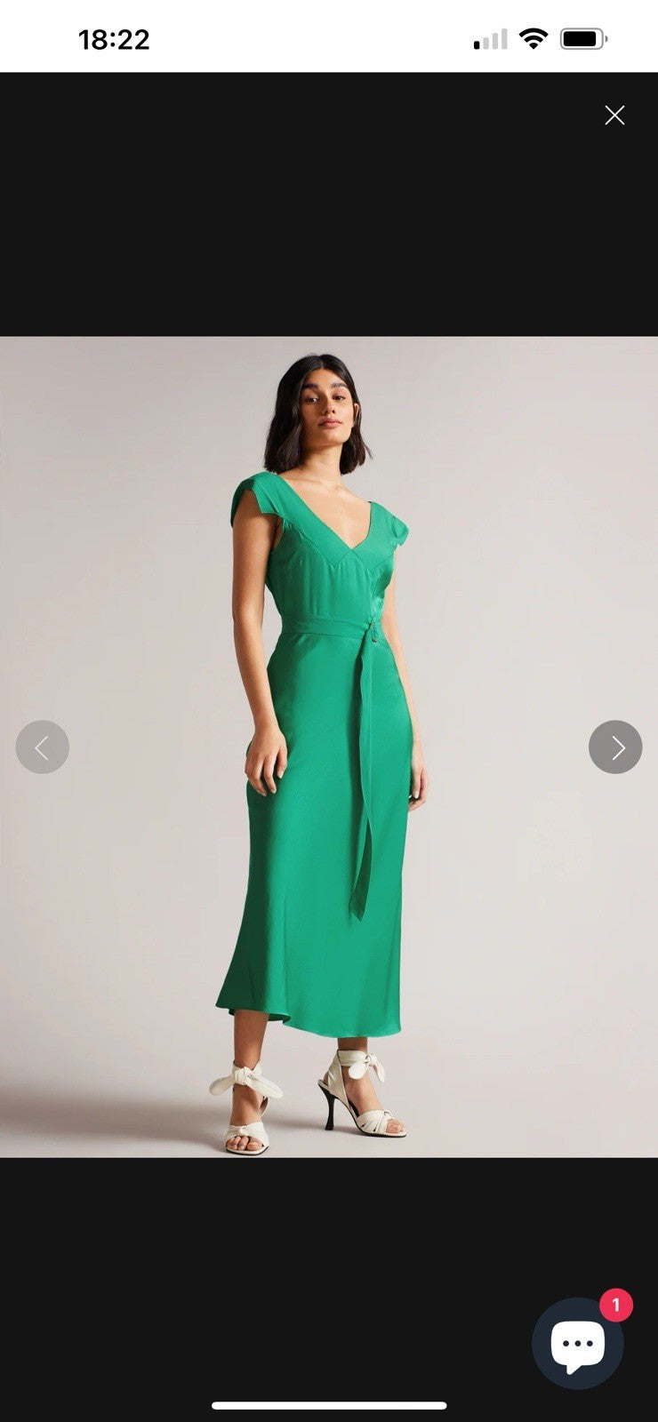 Ted Baker Women's Noemi V-Neck Bias Cut Midi Dress Green Size 1 Bnwt Rrp £2250